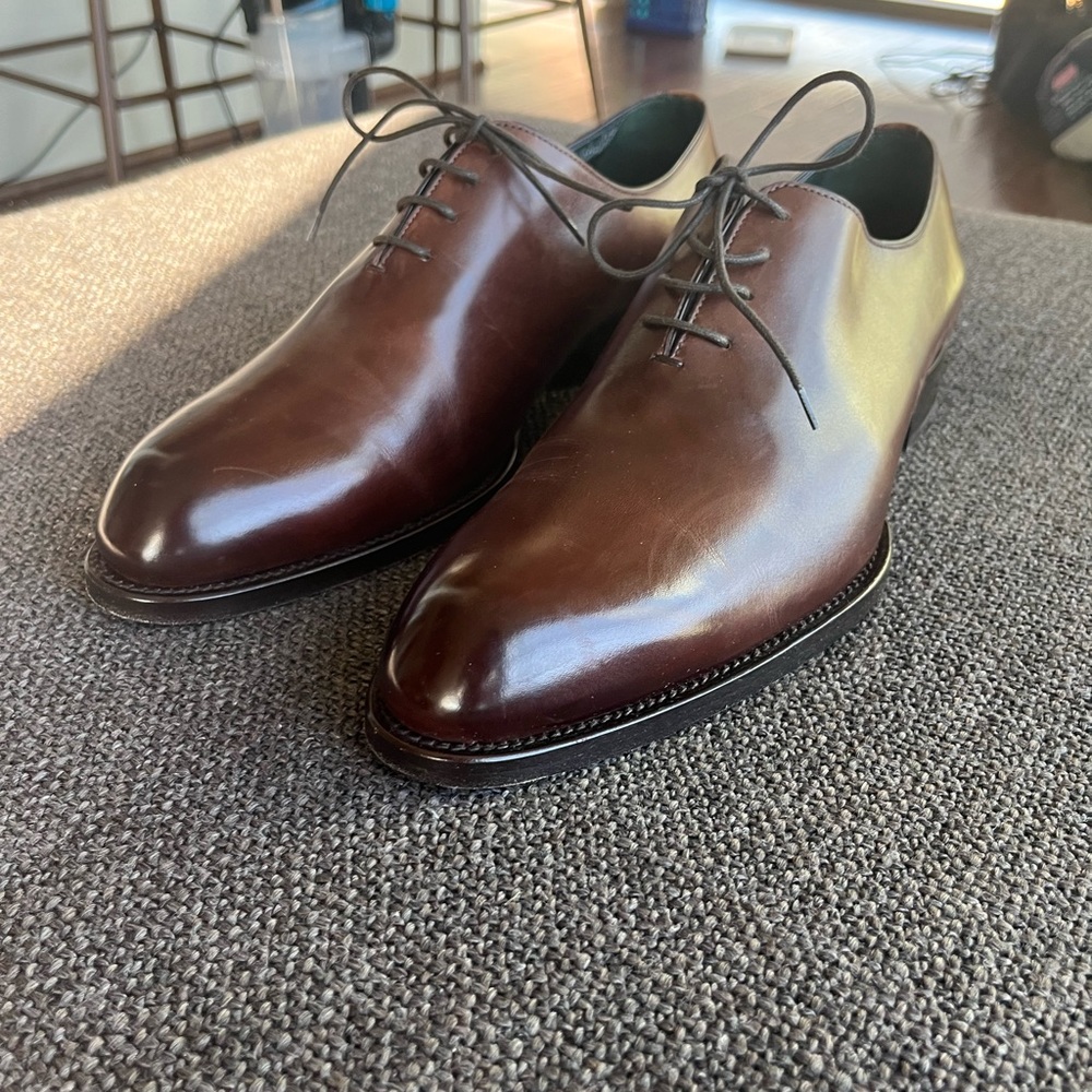 Brown Brioni Calf Skin Essential Oxfords UK 9.5 US 10.5 Retail $1550